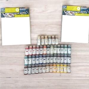 GOLDEN Fluid Acrylic Paint Set with Canvases- Total of 45 bottles - Brand New 🎨